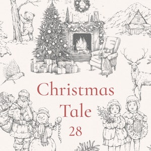 Christmas Tale Bundle, png eps svg, handgezeichnete Winterlandschaften, Weihnachtsbaum, Baby Tier Clipart, Weihnachtsgeschenk Clipart, Santa, Rahmen