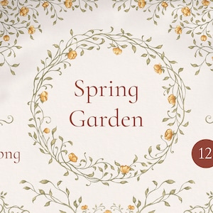 Lentetuin png bloemenframes, randen, digitale bloemontwerpen, handgemaakte aquarelkrans, embleem van de viering, botanische clipart