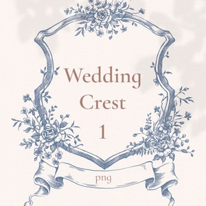 Hochzeit Crest png, Barock floralen Rahmen, Linie Kunst Illustration, Vintage Crest Clip Art, Blauer Rahmen, französischer Rahmen, Einladung Design