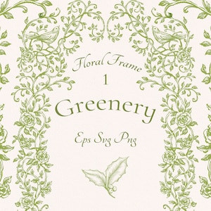 Greenery Blumenrahmen Png eps svg, Vektorrand, Hochzeit einladen Design, Linie Kunstrahmen, viktorianischer Clip Art, feine Kunst, Geburtstagskartenrahmen
