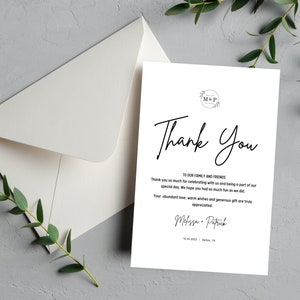2in1 Schwarzweiße Minimalistische Hochzeit Dankeskarte, Hochzeit Dankeskarte, Einfache und Elegante Hochzeit Dankeskarte