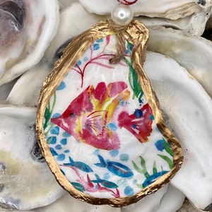 Colorful Fish Oyster shell ornament