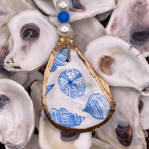 Blue Seashells Oyster Shell Ornament