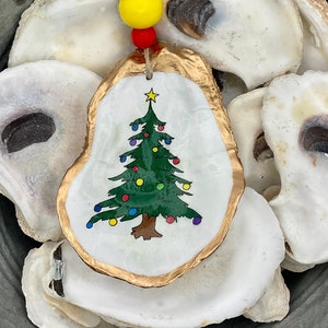 Christmas Tree Oyster Shell Ornament