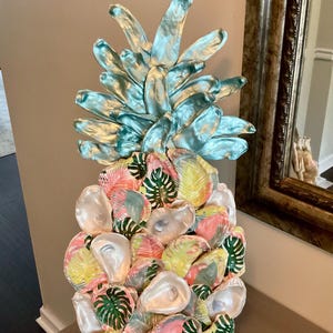 Pineapple Palm Leaves Oyster Shell Wall Hanging Large