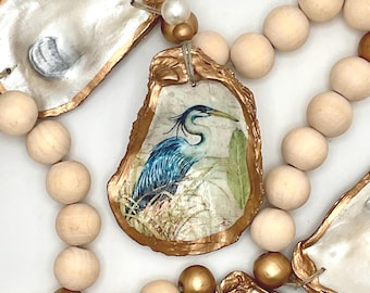 Heron Oyster Shell Ornament