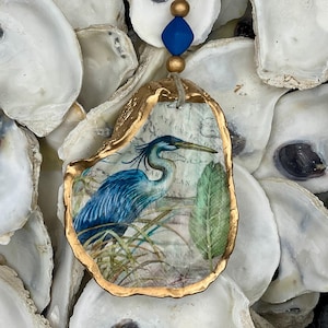 Heron Oyster Shell Ornament or Trinket Ring Dish