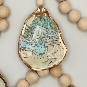 St Johns River Jacksonville Florida Nautical Map Oyster Shell Ornament