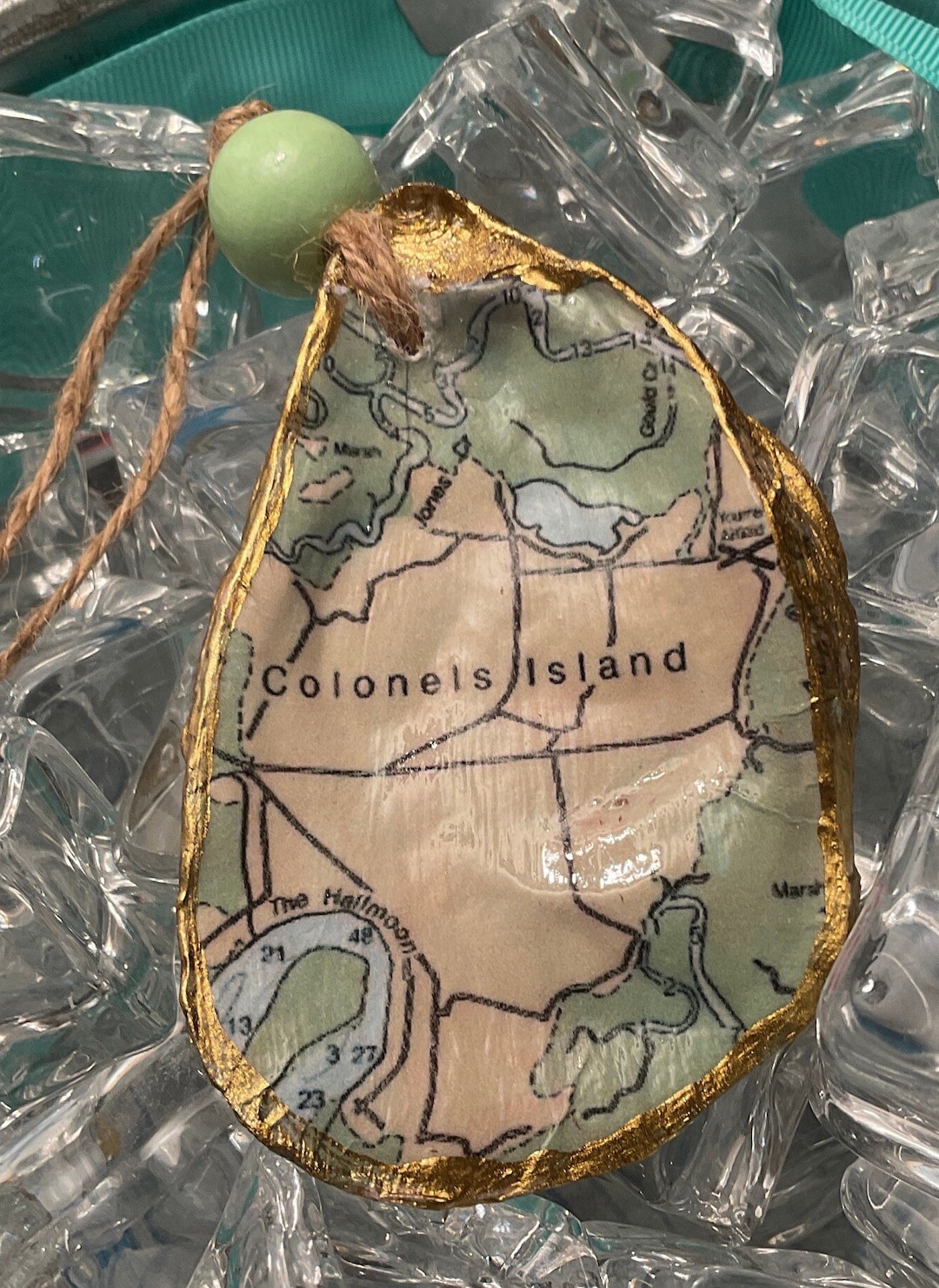 Colonels Island Nautical Map Oyster Shell Ornament Etsy