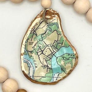Daniel Island South Carolina Nautical Map Oyster Shell ornament