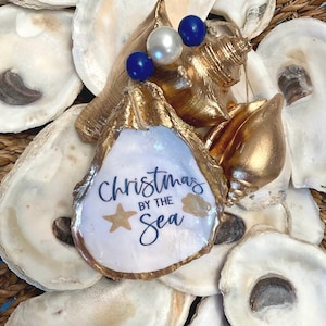 Christmas by the Sea Oyster Shell Ornament
