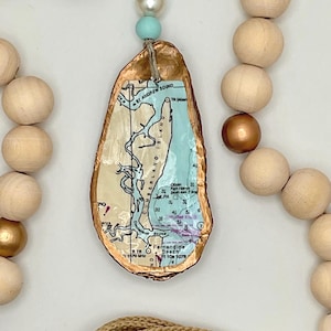 Cumberland Island, Georgia Nautical Map Oyster Shell Ornament