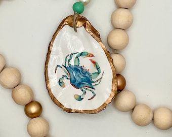 Crab Watercolor Oyster Shell Ornament