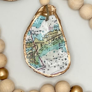 Marathon, Florida Nautical Map Oyster Shell Ornament