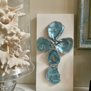 Oyster Shell Cross Metallic Blue with Silver trim