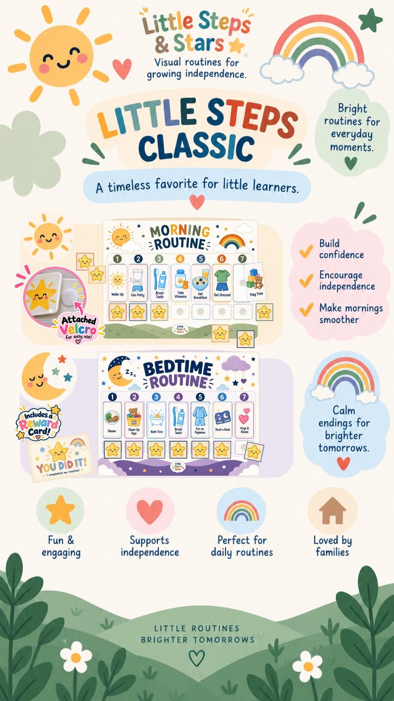 Visual Routine Example For Preschoolers Morning & Bedtime Routine Chart for Kids | Visual Schedule Cards ...