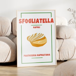 Sfogliatella Poster Stampabile, Stampa Cibo Italia Napoli, Cartello Dessert Napoletano, Decorazione Pareti Cucina Italiana, Stampa Colorata