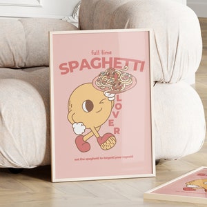 Poster Stampabile Spaghetti, Cibo Italiano Arte Parete, Decorazione Cucina Moderna, Stampa Frase Amante Pasta, More Spaghetti Less Regretti