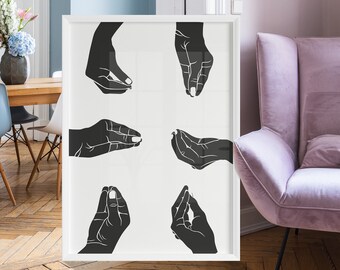 Póster ¿Gesto de la mano italiano pero qué quieres? Imprimible, Divertida Frase Italiana, Cartel Idioma Italiano Decoración Moderna Italia Negro Blanco