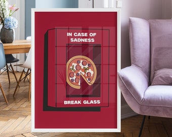 Pizza Margherita Poster Printable, Italian Pizza Print In Case of Sadness, Funny Quote Print Kitchen Italy, Home Room Italian