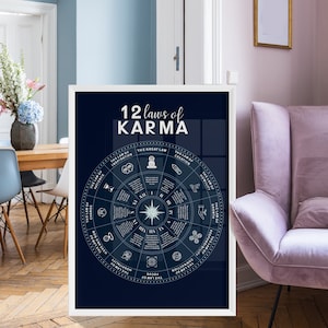 12 Laws of Karma/ Spiritual Yoga Poster Minimalist Design/ Hindu Wall Art/ Karma Poster Buddhist Gift/ Mental Art Printable