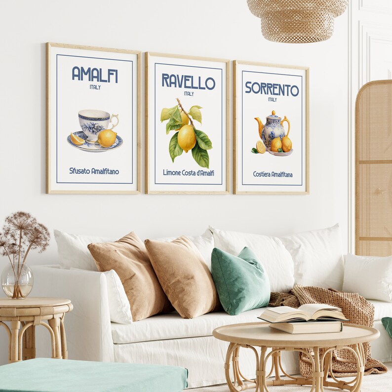 Amalfi Coast Set of 3 Printable Posters, Amalfi Coast Lemons Print ...