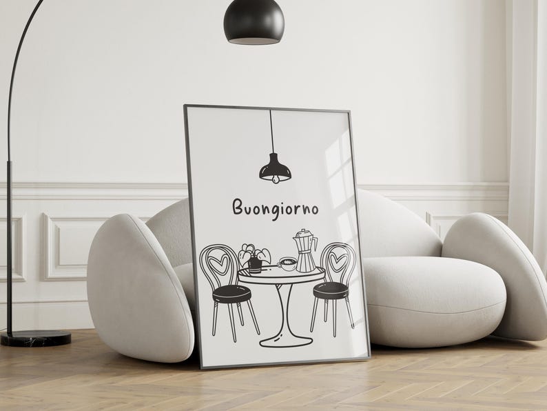 Buongiorno Poster Printable, Espresso Moka Print, Kitchen Wall Art