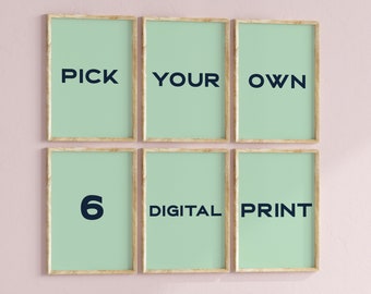 Pick Your Own 6 Digital Prints, Custom Gallery Wall Set, Pick Any Prints, Retro Printable Wall Art, Entire Shop