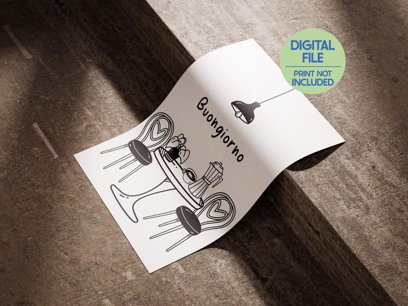 Buongiorno Poster Printable, Espresso Moka Print, Kitchen Wall Art