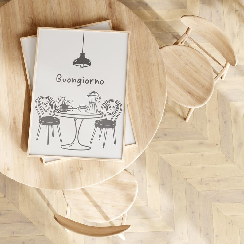 Buongiorno Poster Printable, Espresso Moka Print, Kitchen Wall Art