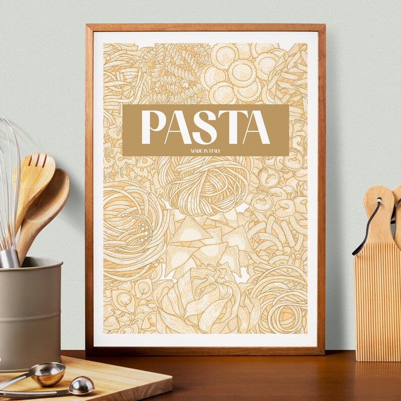 Pasta Wall Art Printable, Italian Types of Pasta Printable Poster ...