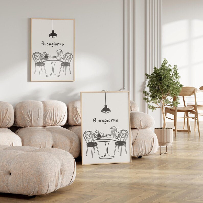 Buongiorno Poster Printable, Espresso Moka Print, Kitchen Wall Art