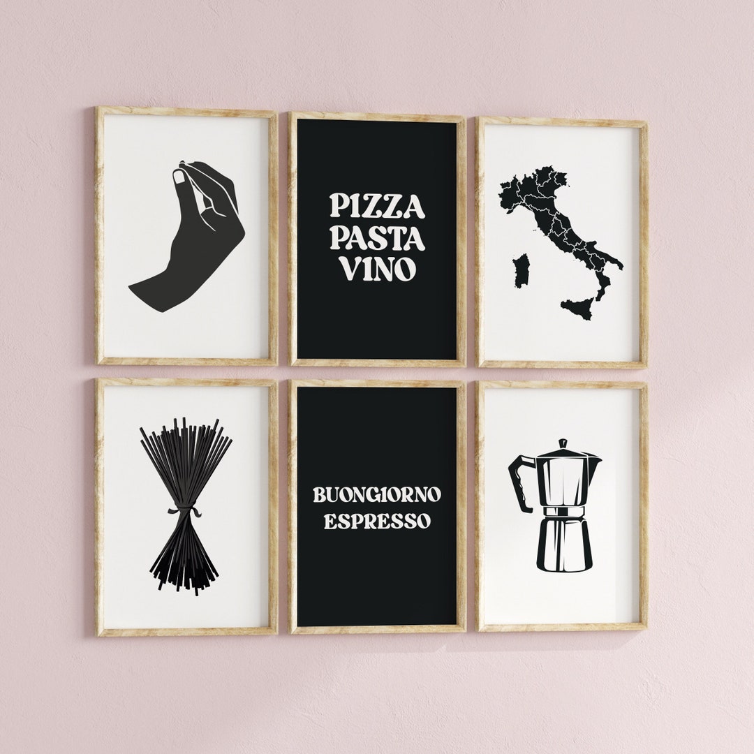 italian kitchen wall decor | kitchen wall art set of... Italian Wall Art Bundle Set of 6 Printable, Minimalist Kitchen Wall Art ...