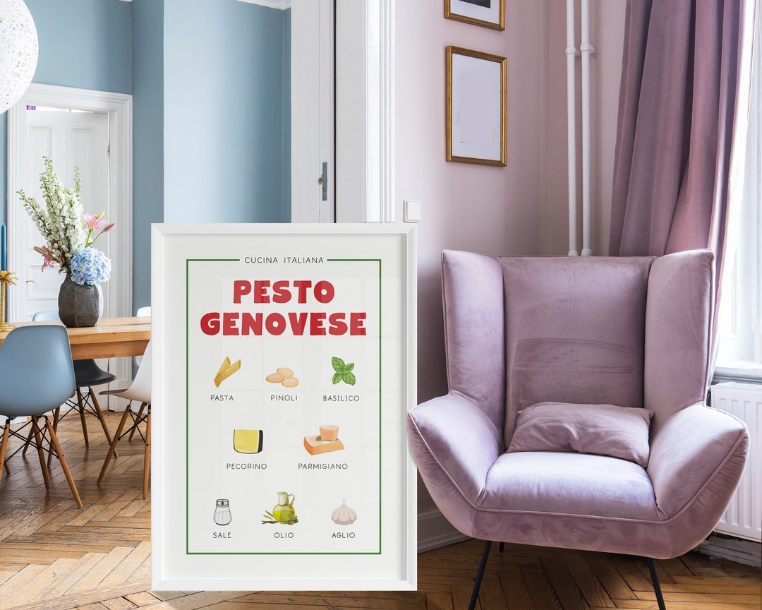 Genuesisches Pesto italienisches Essen zum Ausdrucken, Küchenwandkunst ...