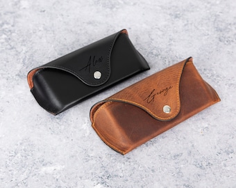 Estojo de couro para óculos, unissex, personalizado, reforçado e elegante, ideal para presente.