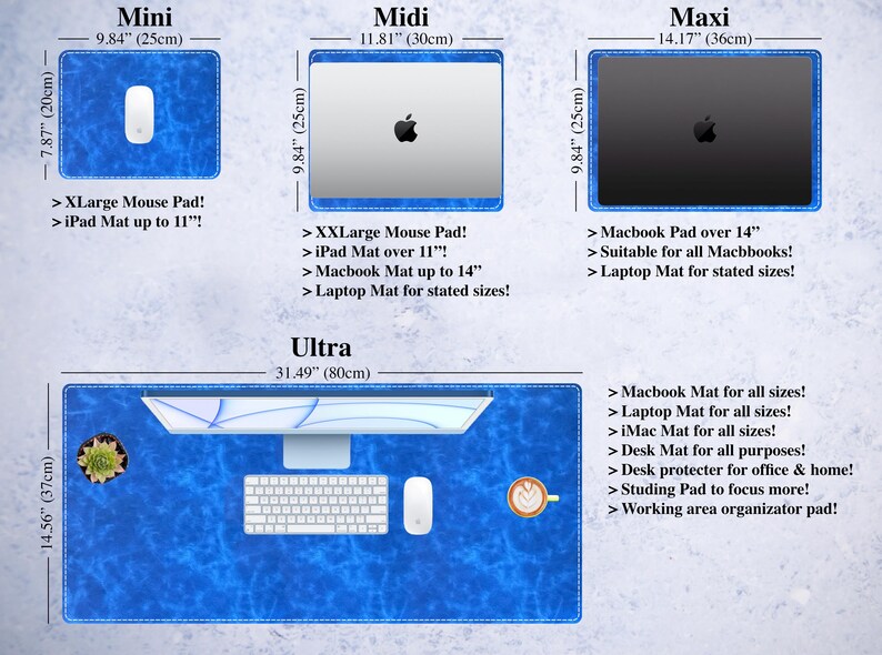 Mat Icon Size Chart Leather Protective Desk Pad, Large Office Desk Mat Blotter ...
