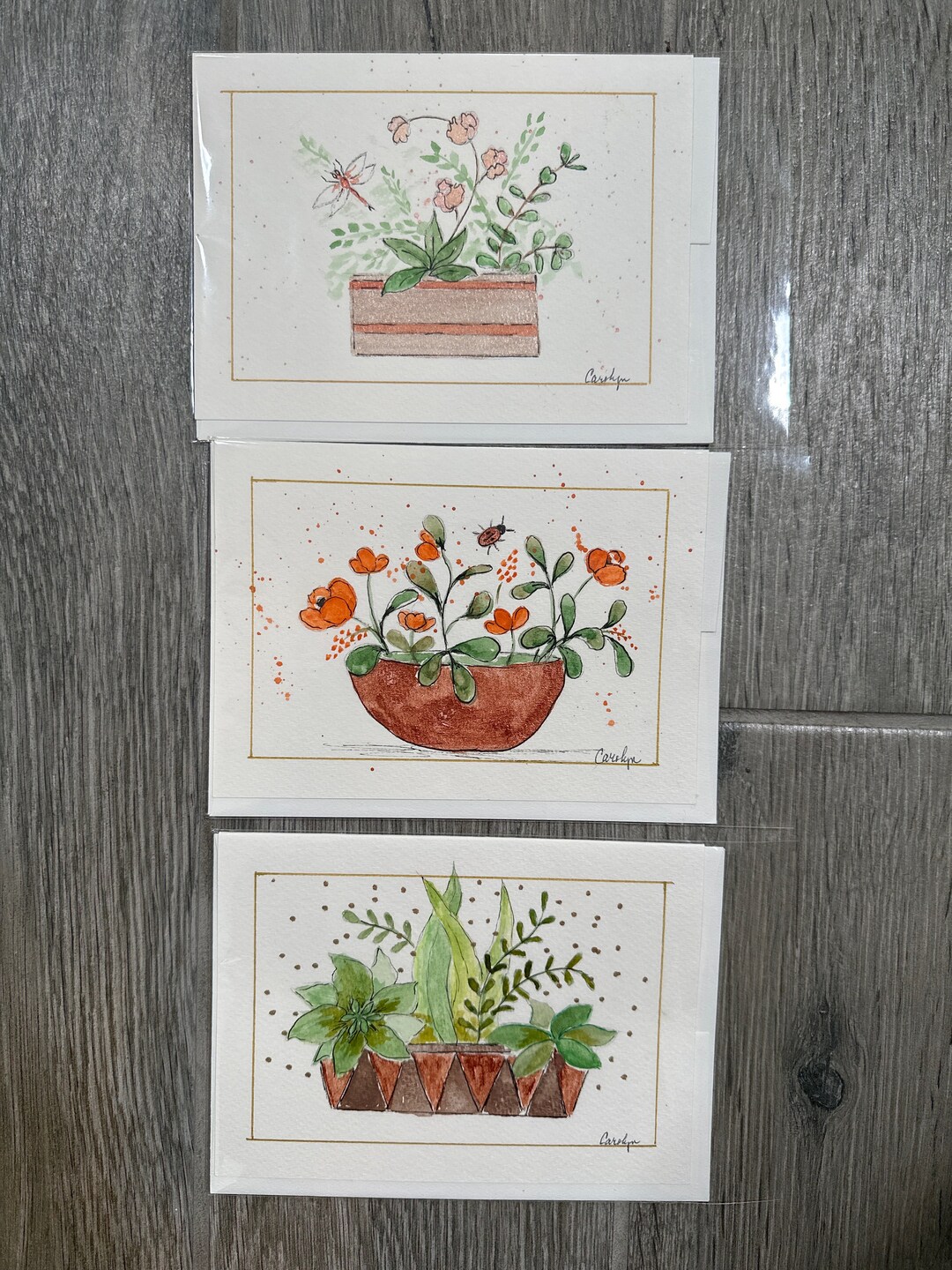 3 5x7 Gorgeous Hand Painted Watercolor Cards Notes Stationary - Etsy