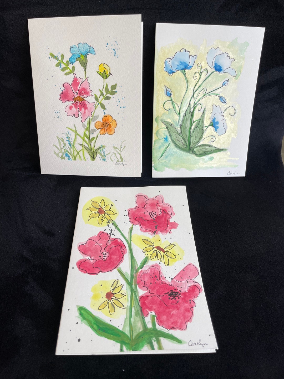 3 5x7 Gorgeous Hand Painted Watercolor Cards Notes Stationary - Etsy