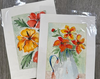 Two 9x12 Fresh Picked Watercolor Original Hand Painted Not a Print!