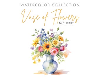 Vase of Flowers Clipart, Watercolor Flower Vase, Flower Vase Clipart, Floral Clipart, Flower Clip Art, Floral Clip Art, Flowers PNG