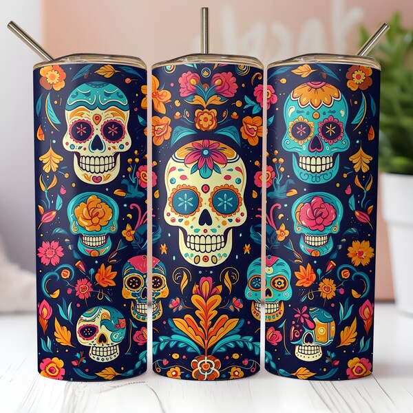 Day of the Dead 20oz Stainless Steel Tumbler with Straw