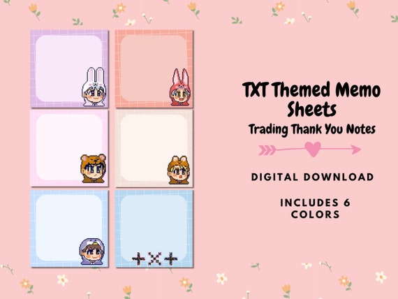 TXT Themed Memo Sheets/Photocard Trading Thank you Note/Notepad