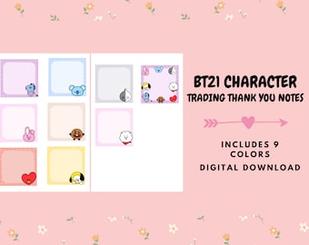 BT21 Inspired Thank you Notes/Memo Sheets