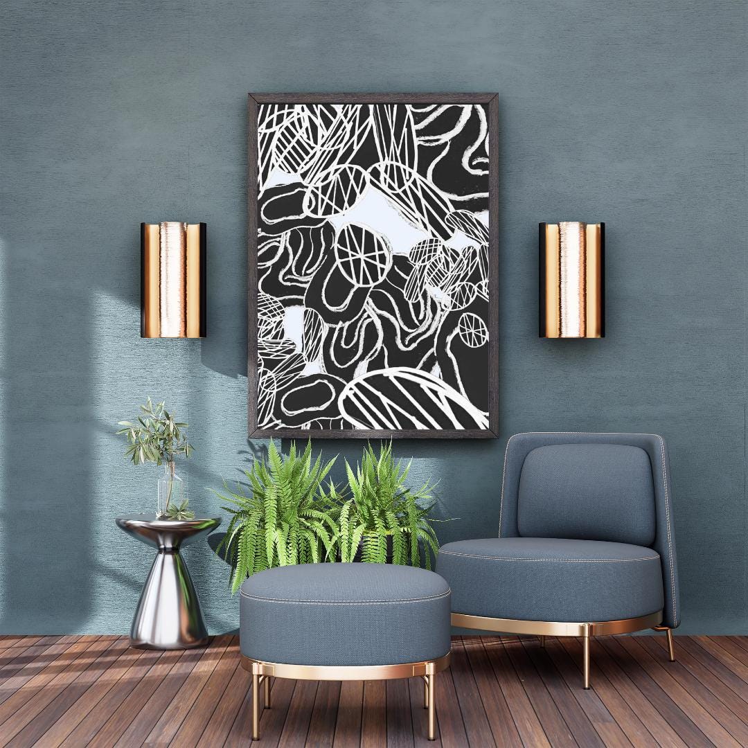 Minimalist Black and White Digital Print Modern Wall Art Instant ...