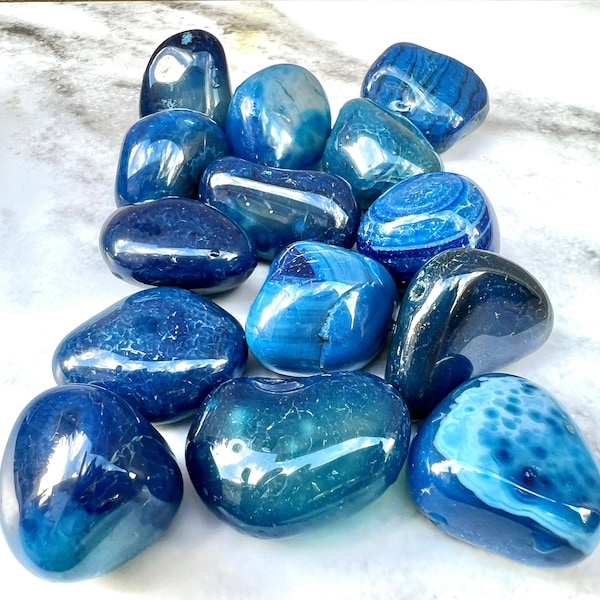 Blue Agate Polished Tumbled Stone, Blue Agate, Energy Stone, Agate Pocket Stone, Meditation Stone