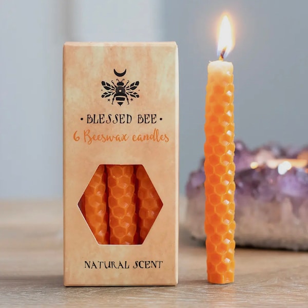 Set of 6 Orange Beeswax Magic Spell Candles, Orange Chime Candle, Witchcraft, Spell Candles, Wicca, Confidence Spell, Pagan, Samhain, Witch