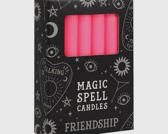 Set of 12 Pink 'Friendship' Magic Spell Candles, Pink Chime Candles, Love Spell Candles, Witch Candle, Wiccan Spell Candle, Pagan, Witchy