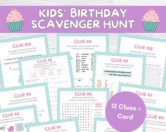 Birthday Treasure Hunt for Older Kids, Indoor Birthday Scavenger Hunt Clues for Tweens, Birthday Activity for Kids, Birthday Puzzle Games