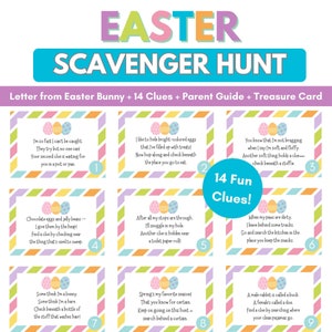 Easter Scavenger Hunt for Kids, Indoor Easter Scavenger Hunt, Easter Egg Hunt, Letter from Easter Bunny, Treasure Hunt Clues
