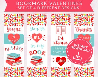 Valentines Day Bookmarks, Classroom Valentines, Printable Valentines Day Bookmark, Kids Valentines Cards, Non-Candy Valentines